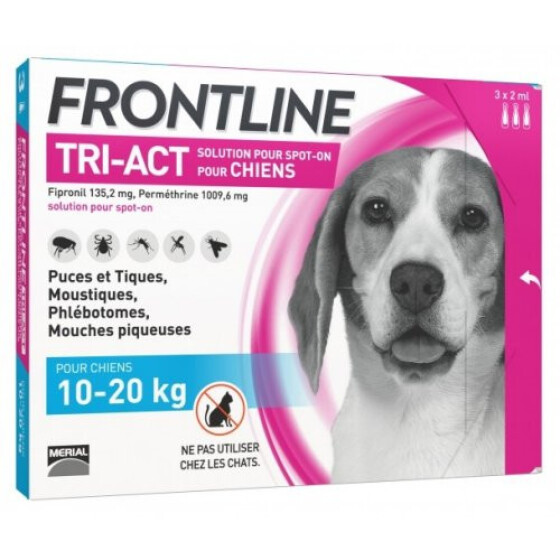 Pipettes Frontline tri-act chien moyen de 10 à 20 kg