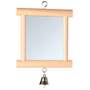 Miroir cadre bois oiseau 1 clochette