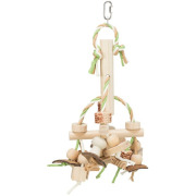 Jouet oiseau bois coloré avec ruban 31 cm