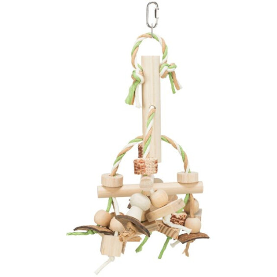 Jouet oiseau bois coloré avec ruban 31 cm