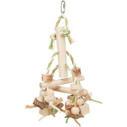 Jouet oiseau bois coloré avec ruban 31 cm