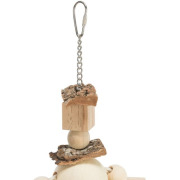 Jouet oiseau bois coloré avec chaîne liège et corde 35 cm