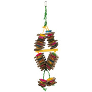 Jouet oiseau en bois avec corde sisal coloré 35 cm
