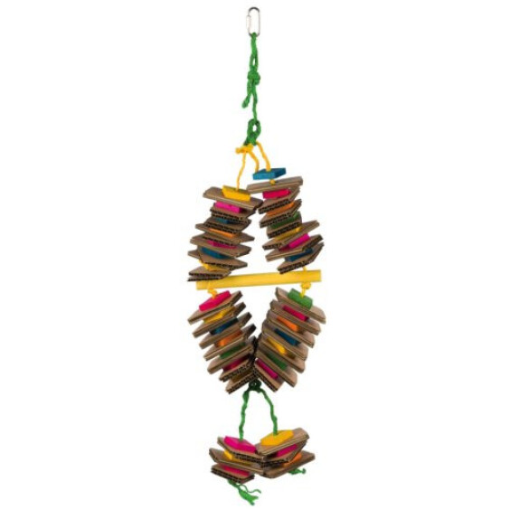 Jouet oiseau en bois avec corde sisal coloré 35 cm