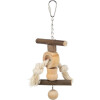Jouet oiseau clochette et corde 20 cm