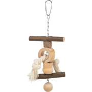 Jouet oiseau clochette et corde 20 cm