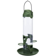 Mangeoire oiseaux extérieure colonne vert 2 perchoirs