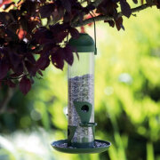 Mangeoire oiseaux extérieure colonne vert 2 perchoirs