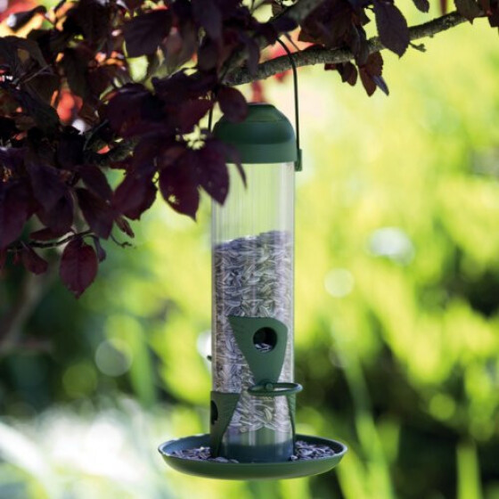 Mangeoire oiseaux extérieure lanterne verte 750 ml 2 perchoirs