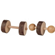 Jouet haltères en bois pour lapin nain