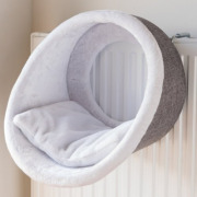 Hamac radiateur pour chat en peluche blanc