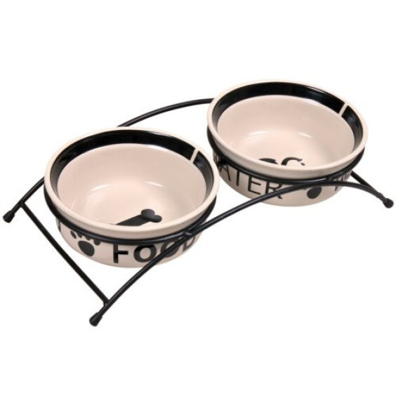 Set de gamelles Eat on feet blanc et noir