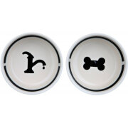 Set gamelles Eat on feet blanc et noir : Déco Design