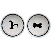 Set gamelles Eat on feet blanc et noir : Déco Design