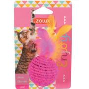 Balle pour chat avec plume colorée