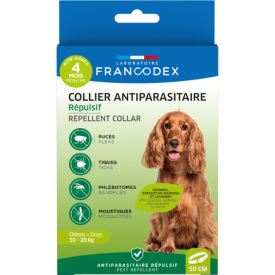 Collier anti puce chien naturel 10 à 20 kg Francodex