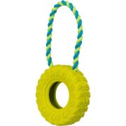 Jouet pneu avec corde pour chien destructeur