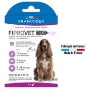 Fiprovet Duo pipettes chien moyen 10 à 20 kg 4 x 1,34 ml Francodex
