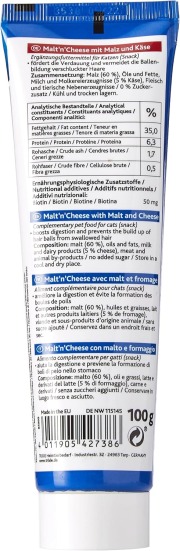 Friandise pâte de malt Cheese anti-boules de poils pour chat