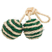 2 balles en sisal sur une corde 
