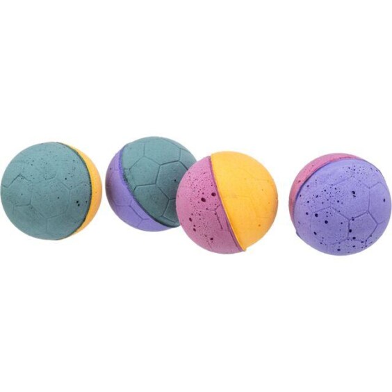 Set de 4 balles en caoutchouc souple pour chat