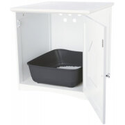 Meuble pour bac de toilette pour chat fermée - blanc