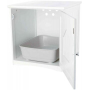 Meuble pour bac de toilette pour chat fermée - blanc