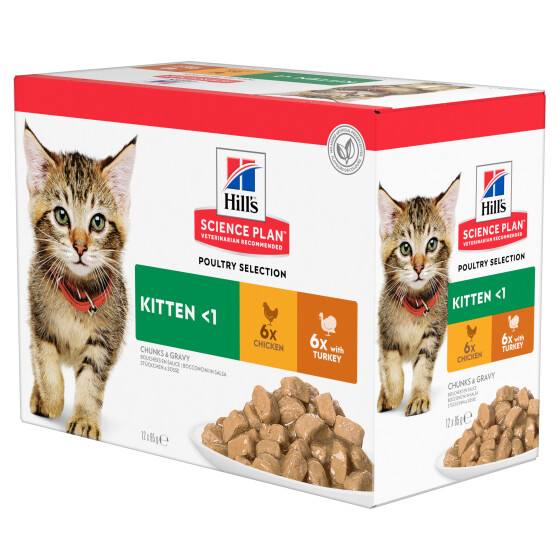 Hill's Science Plan sachet humide chaton Multipack Poulet & Dinde 12 x 85 g