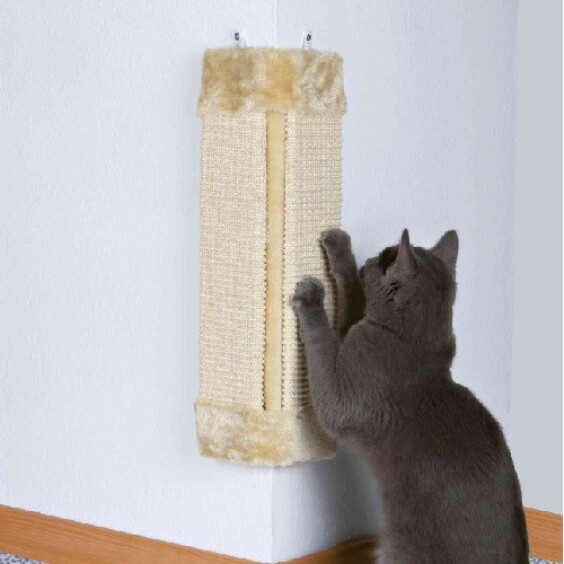Griffoir d'angle sisal avec herbe à chat beige