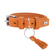 Collier chien cuir Cannes orange