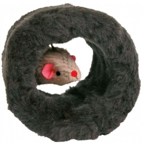Rouleau de jeu avec souris pour chat gris
