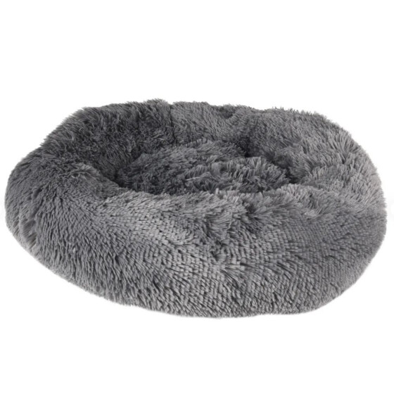 Lit rond gris pour chat et chien