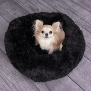 Lit rond moelleux noir pour chien et chat