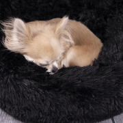 Lit rond moelleux noir pour chien et chat