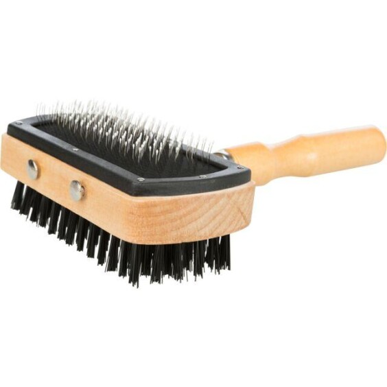 Brosse de Toilettage Double Face Bois 18 cm
