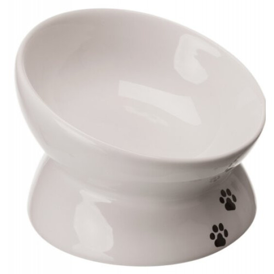 Gamelle orthopédique surélevée pour chat blanche