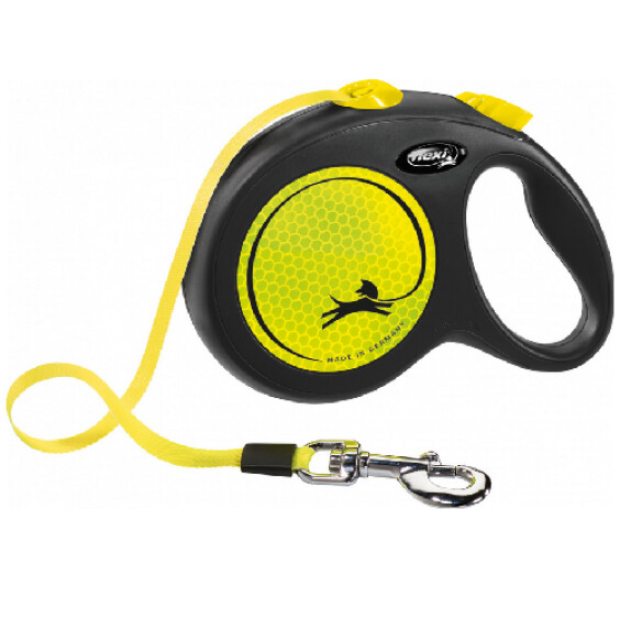 FLEXI Laisse enrouleur sangle Néon jaune