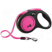 FLEXI Laisse enrouleur sangle Neon Rose