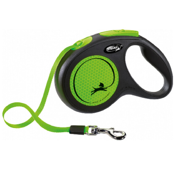FLEXI Laisse enrouleur sangle néon vert