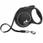 Laisse chien enrouleur sangle Flexi Black DESIGN NOIR