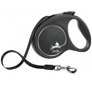 Laisse chien enrouleur sangle Flexi Black DESIGN NOIR