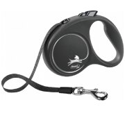 Laisse chien enrouleur sangle Flexi Black DESIGN NOIR
