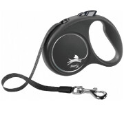Laisse chien enrouleur sangle Flexi Black DESIGN NOIR