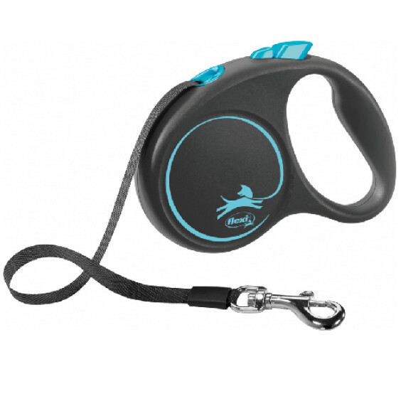 FLEXI Laisse enrouleur sangle Black Design bleu