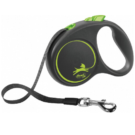 FLEXI Laisse enrouleur sangle Black Design Vert