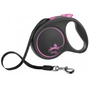 Laisse enrouleur sangle Flexi Black DESIGN ROSE