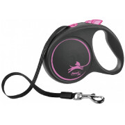 Laisse enrouleur sangle Flexi Black DESIGN ROSE