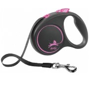 Laisse enrouleur sangle Flexi Black DESIGN ROSE