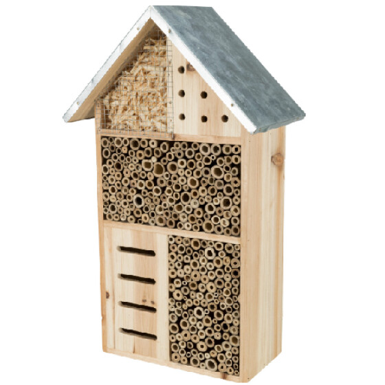 Hôtel à insectes en Bois Naturel et Métal Galvanisé