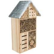 Hôtel à insectes en bois naturel et métal galvanisé 29x49 cm